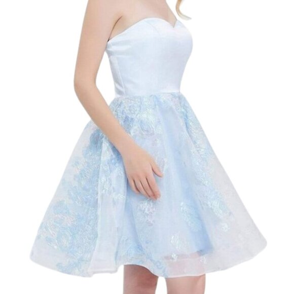 NWT J'Adore Dresses J20082 Cocktail Dress Satin Blue Size 6 - Picture 2 of 8